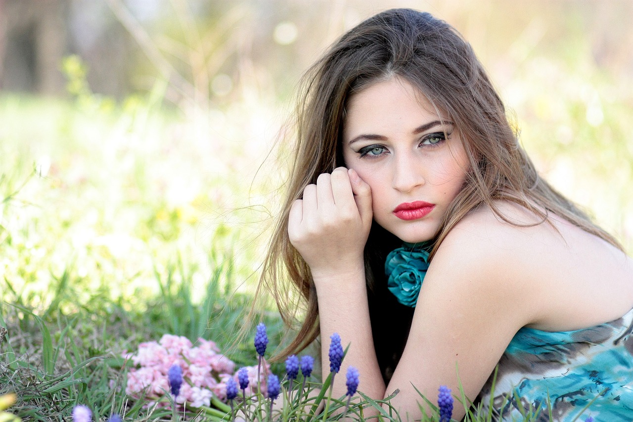 Image - girl hyacinth flowers nature