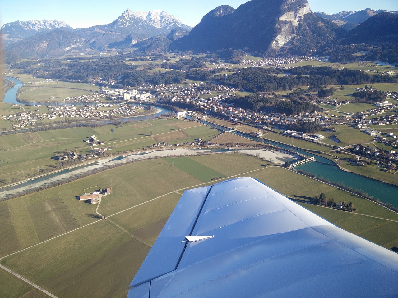 Image - river mountains wing aircraft