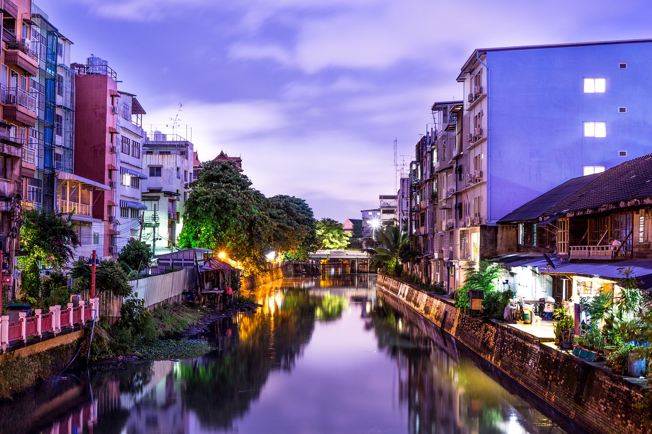 Image - night evening river channel