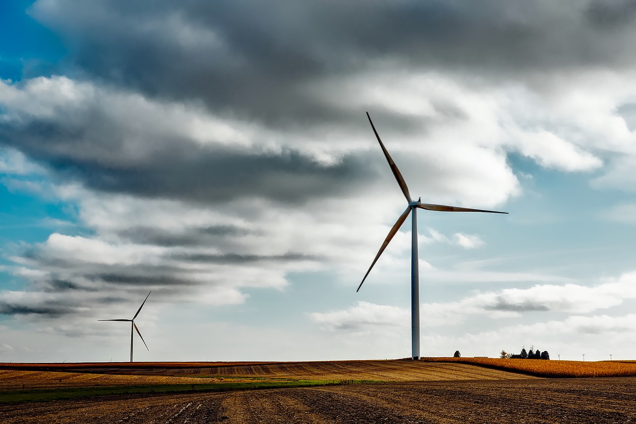 Image - wind farm farm rural sky clouds