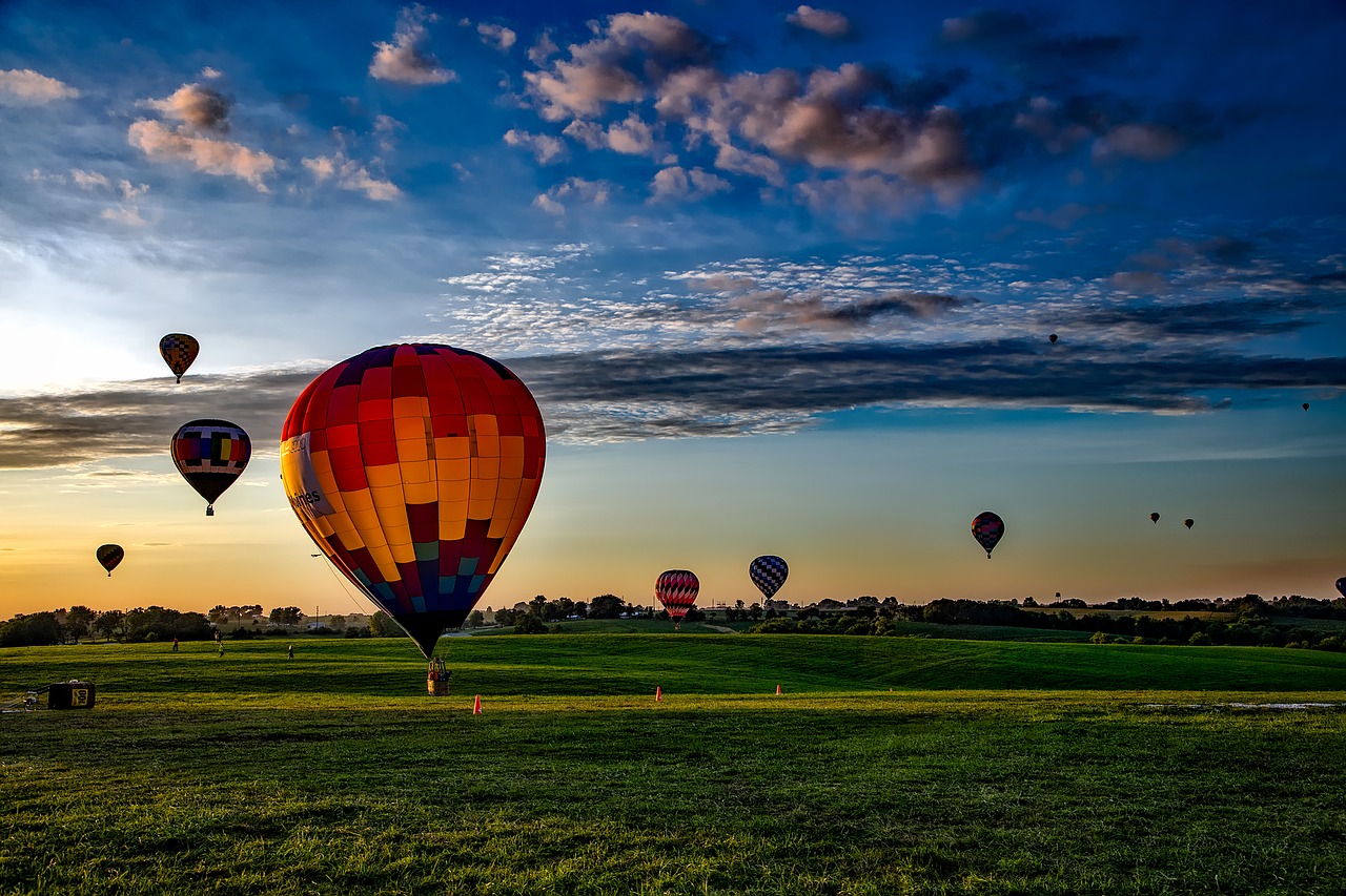 Image - hot air balloons sky clouds sunrise