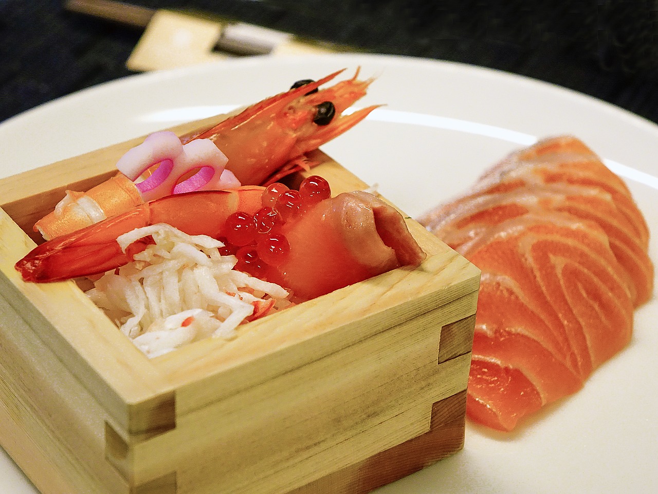 Image - sashimi salmon fish ikura food