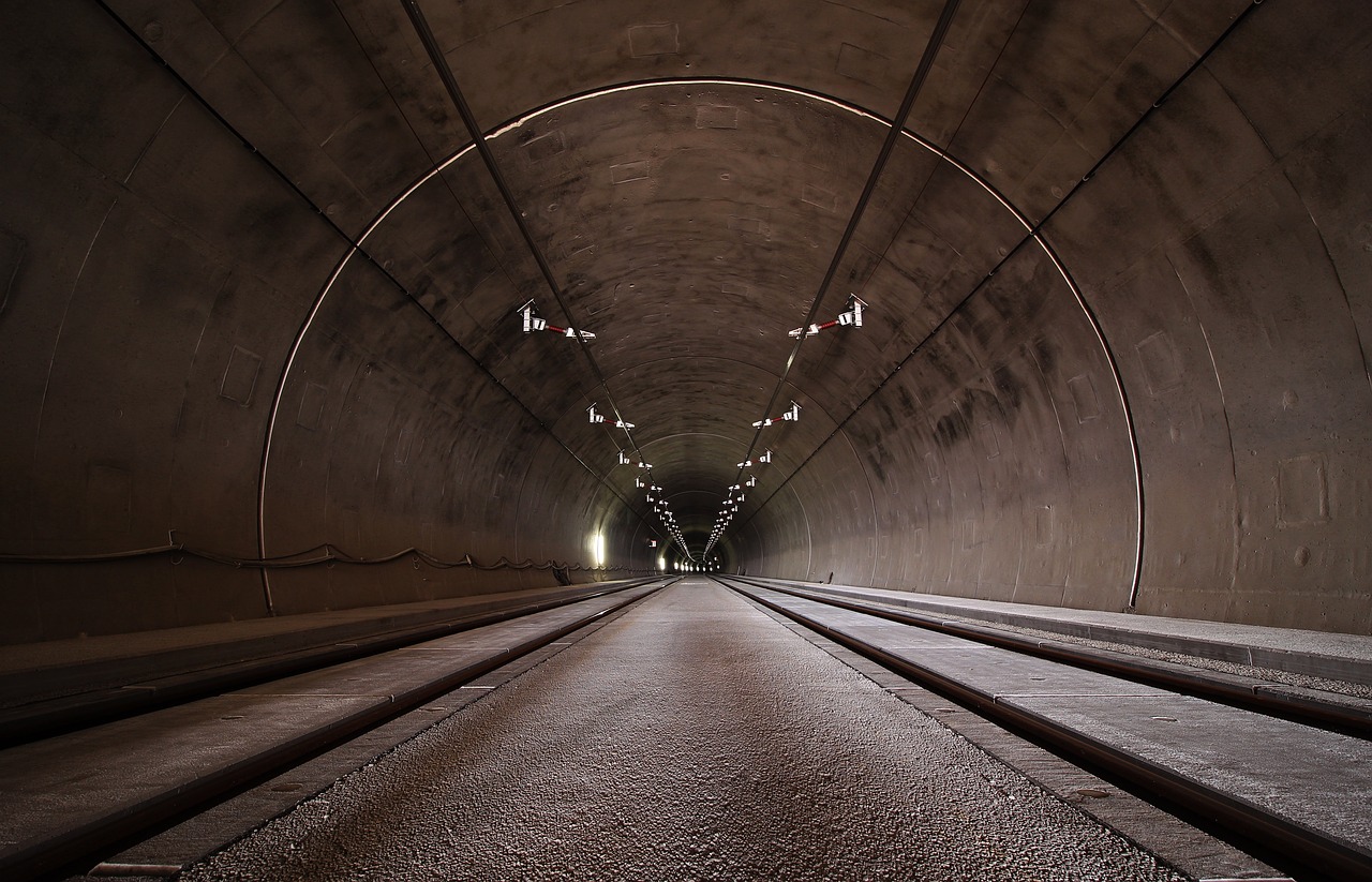 Image - concrete lights perspective tunnel