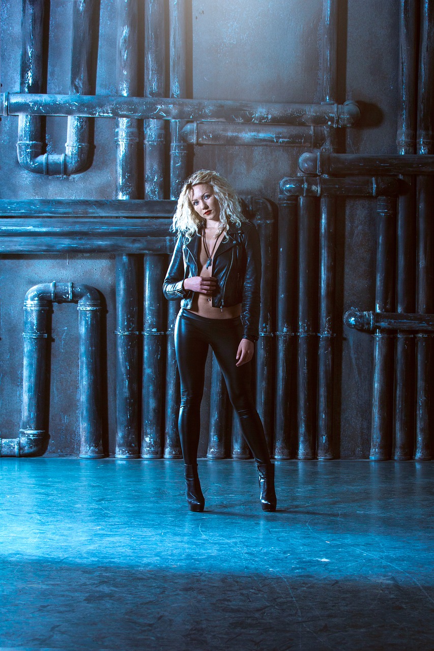 Image - girl leather jacket pants hair