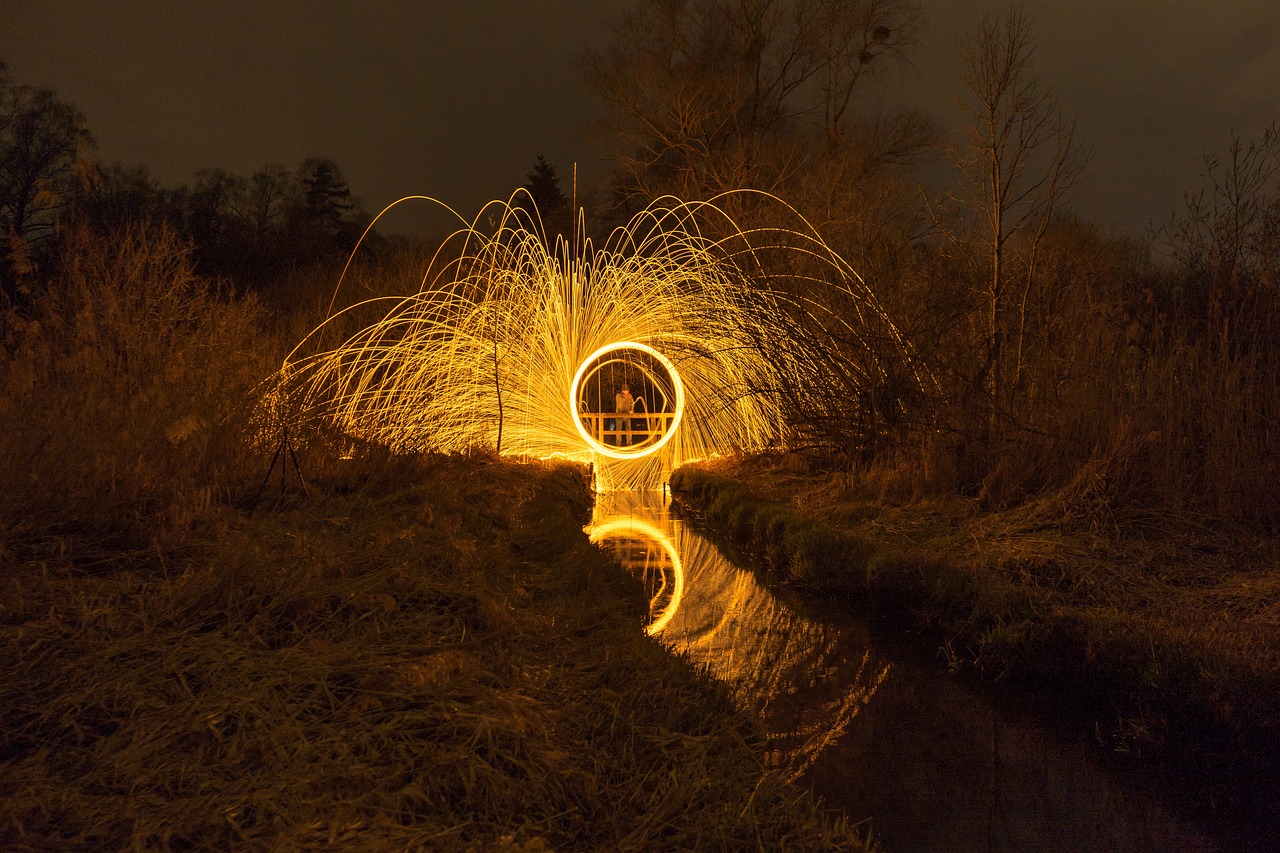 Image - long exposure steel wool night photo