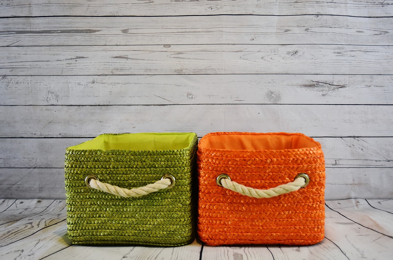 Image - baskets orange green storage