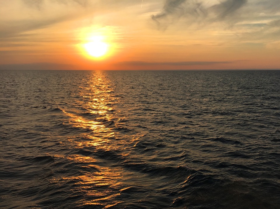 Image - sun sunset water lake sky summer