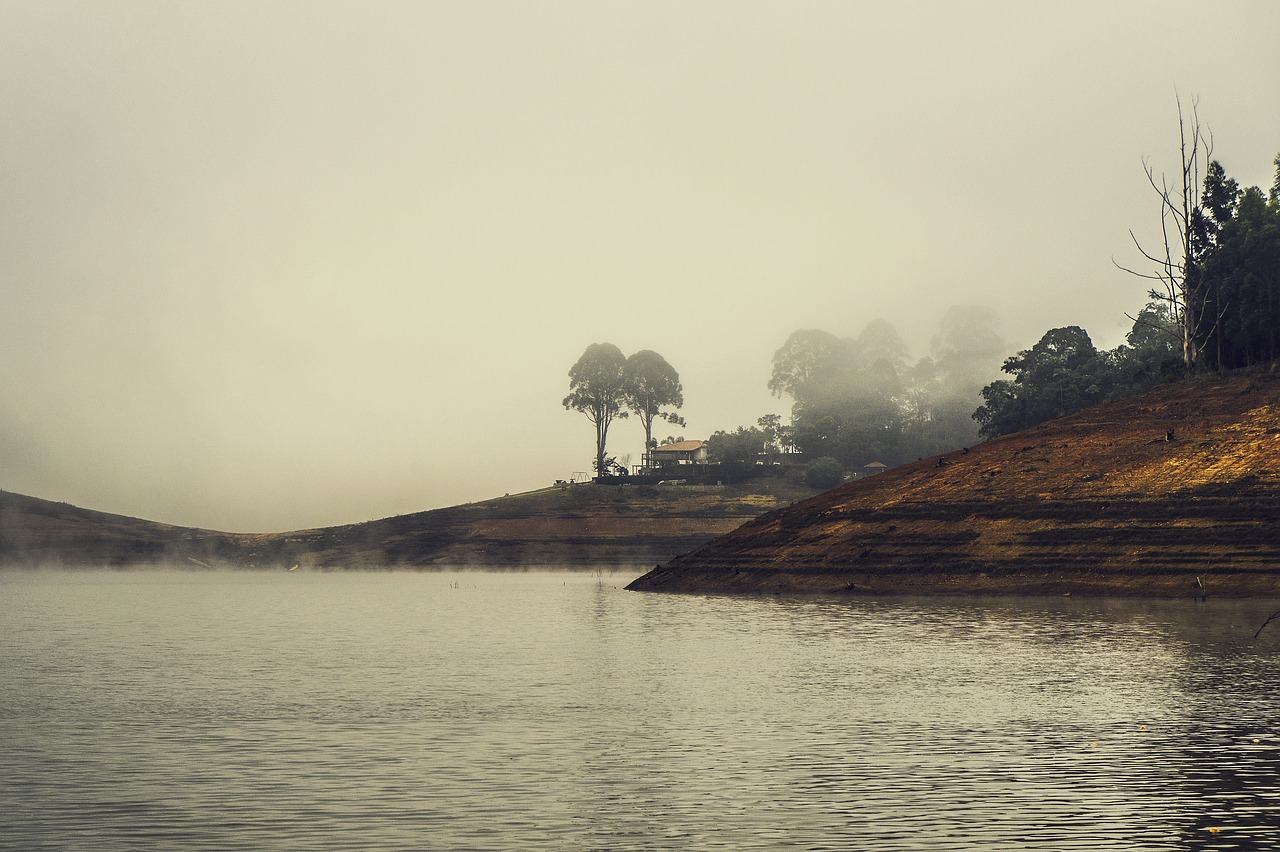 Image - fog dam water cold winter