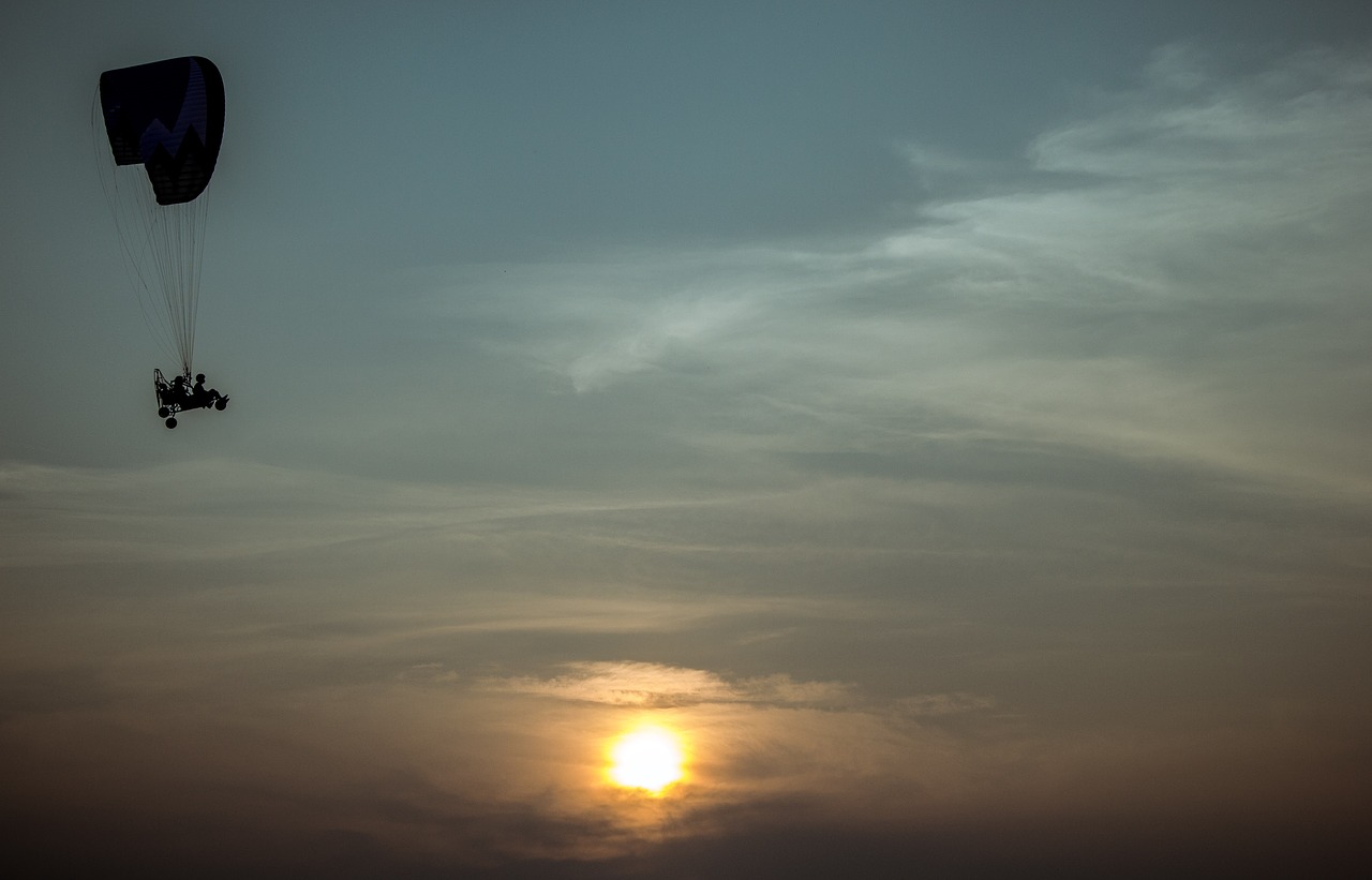 Image - paraglider sky sun sunset journey