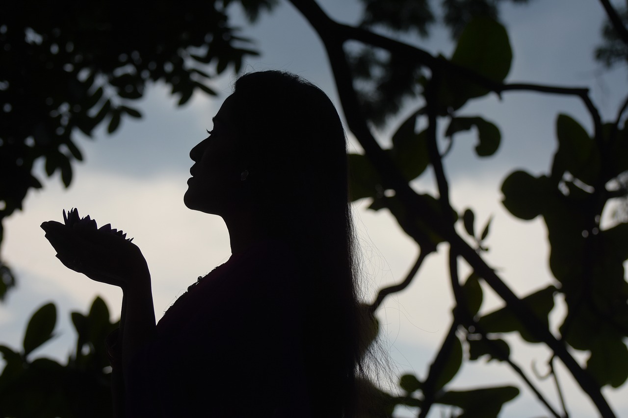 Image - silhouette woman beauty flower