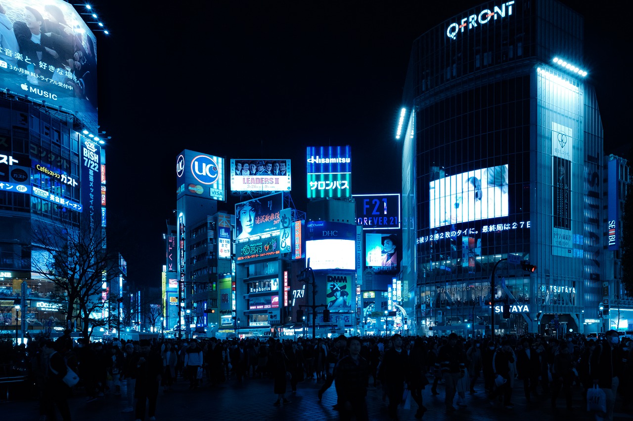 Image - shibuya intersection skyline night