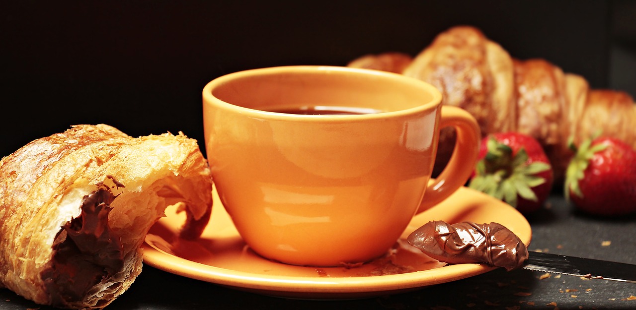 Image - coffee croissant coffee cup