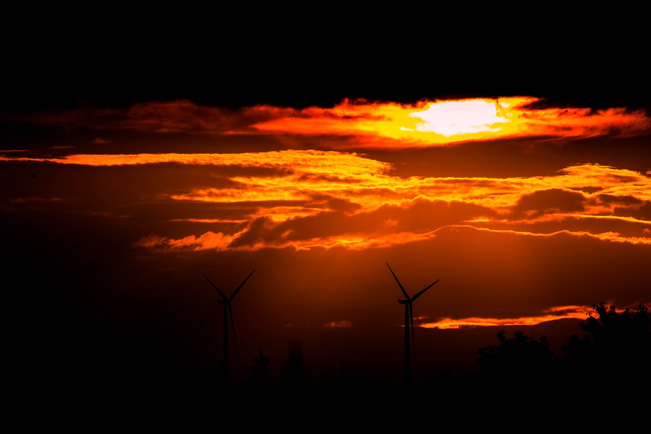 Image - sunset wind power windräder