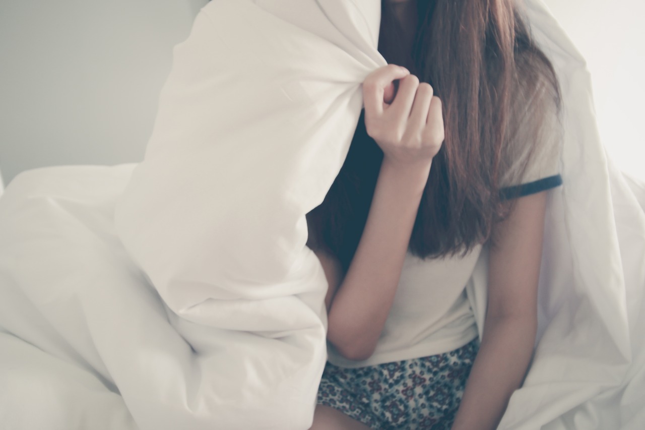 Image - people woman girl white bed sheet