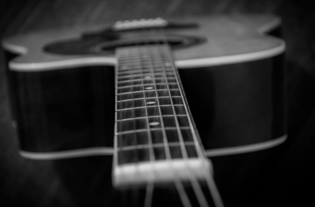 Image - guitar black white acoustic music