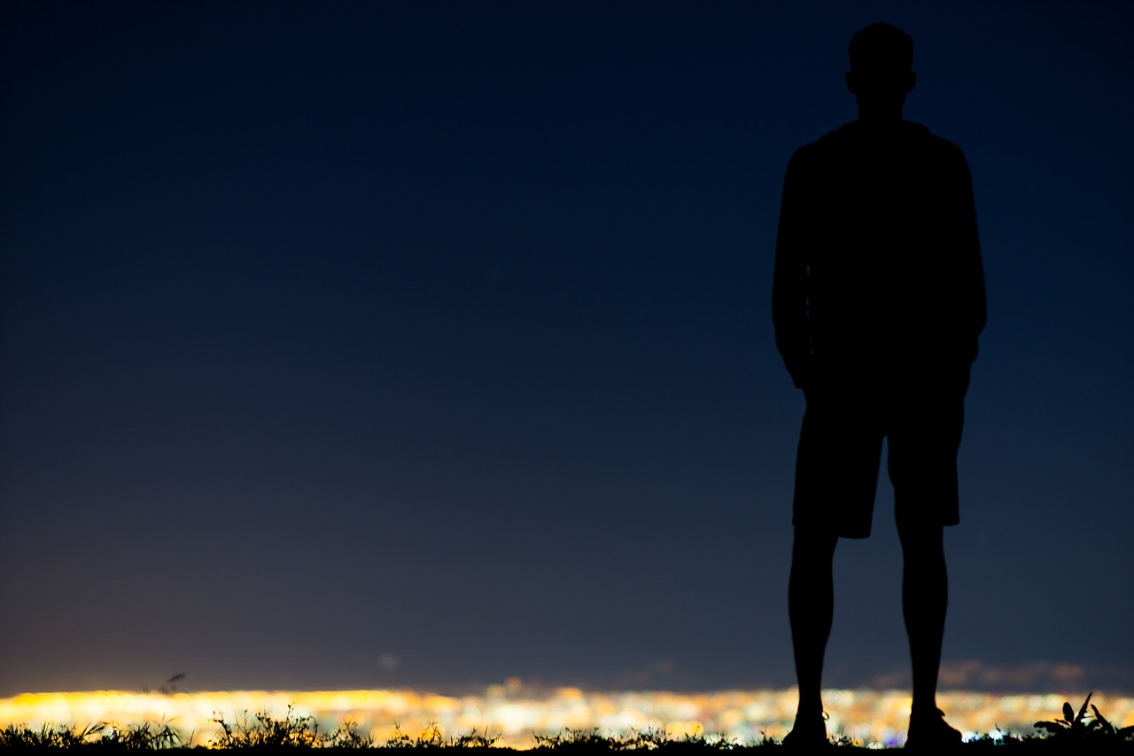 Image - blue sky dark sunset people man