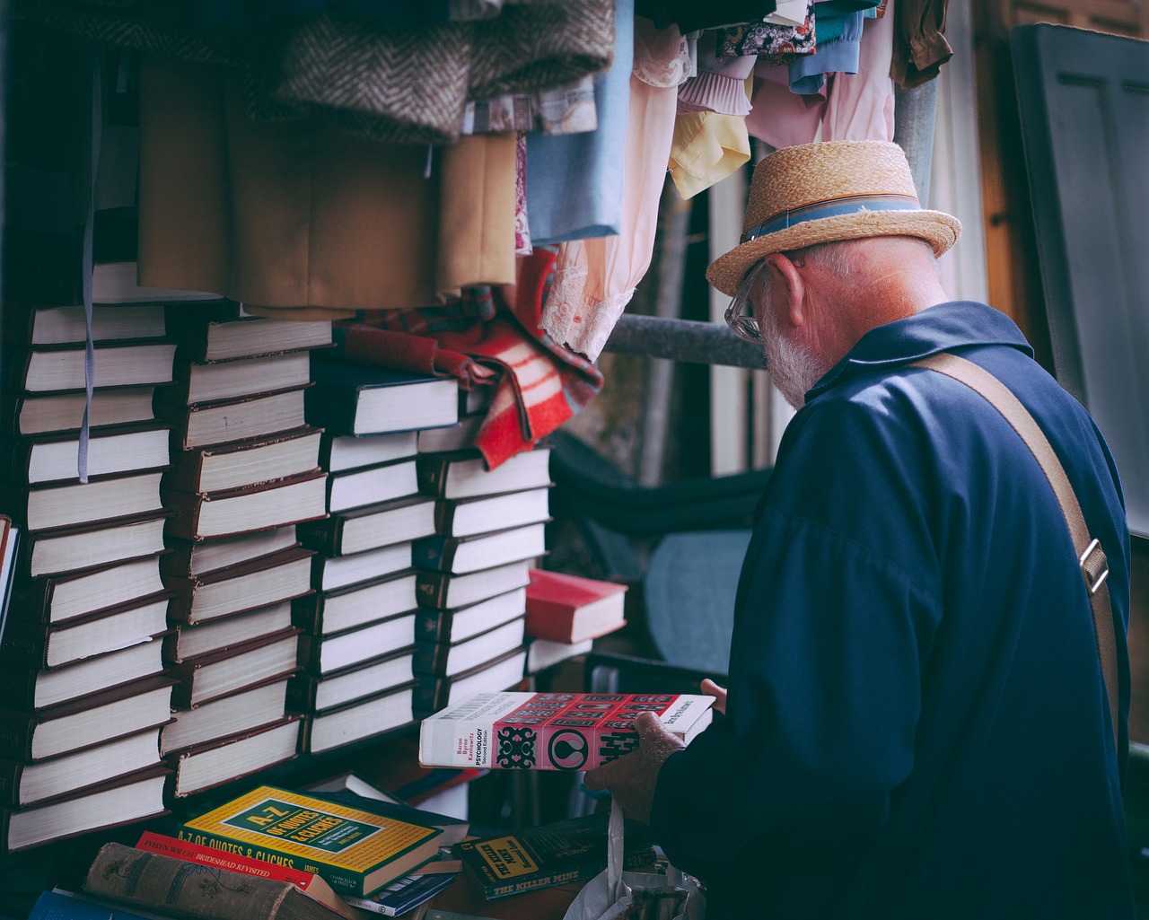 Image - people man books read display