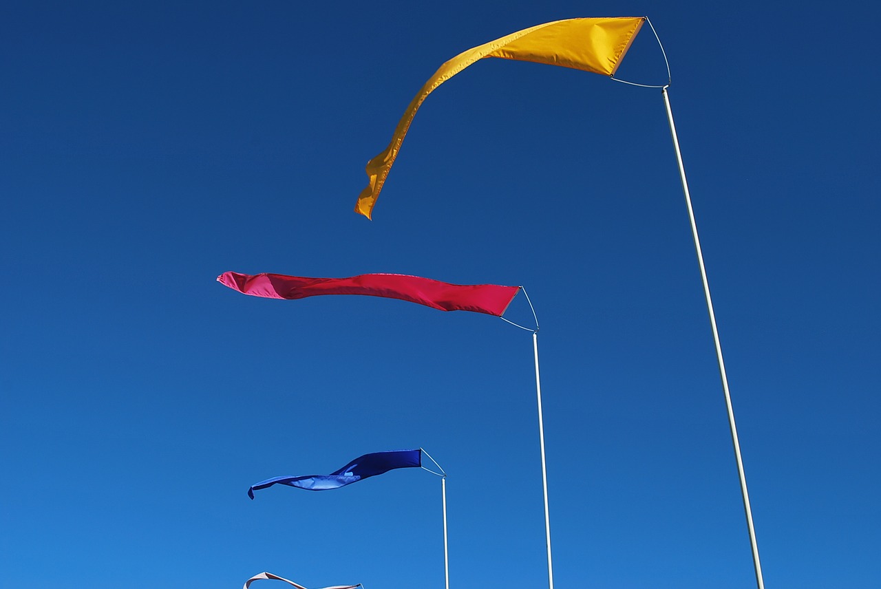 Image - flags wind primary colors sky