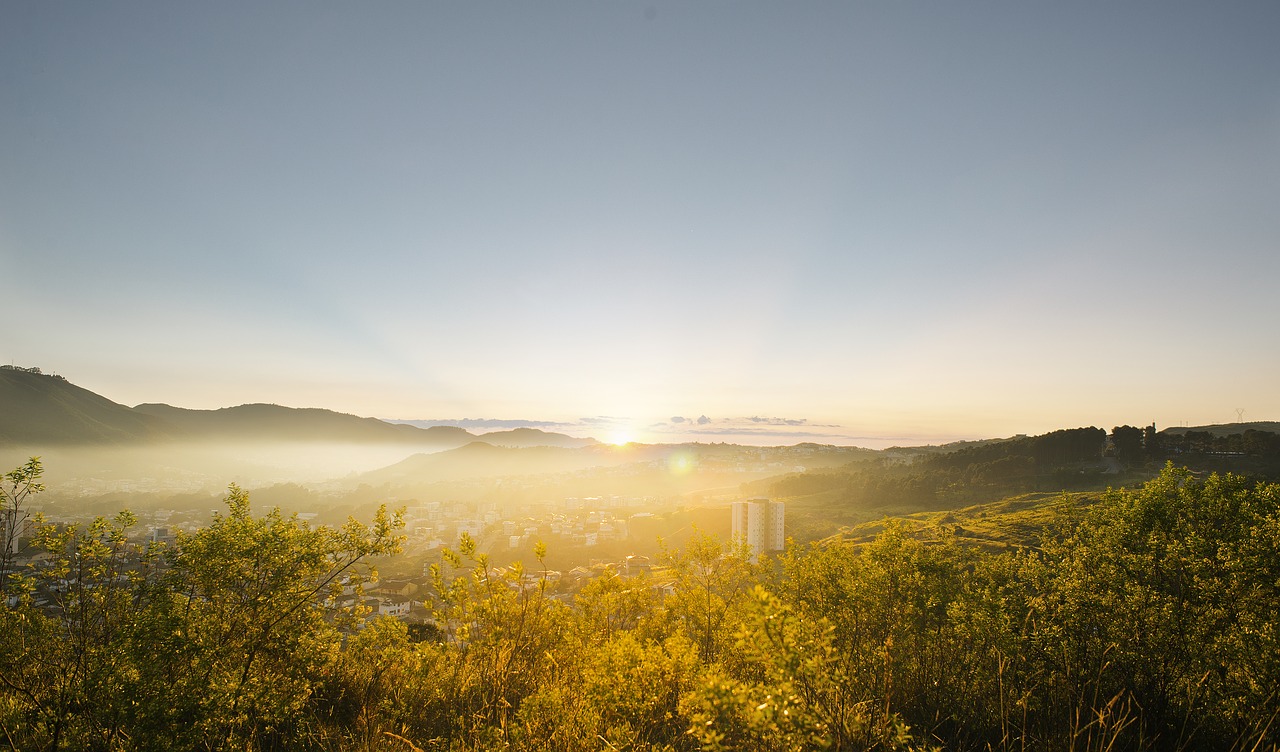 Image - sunrise rays landscape horizon sol