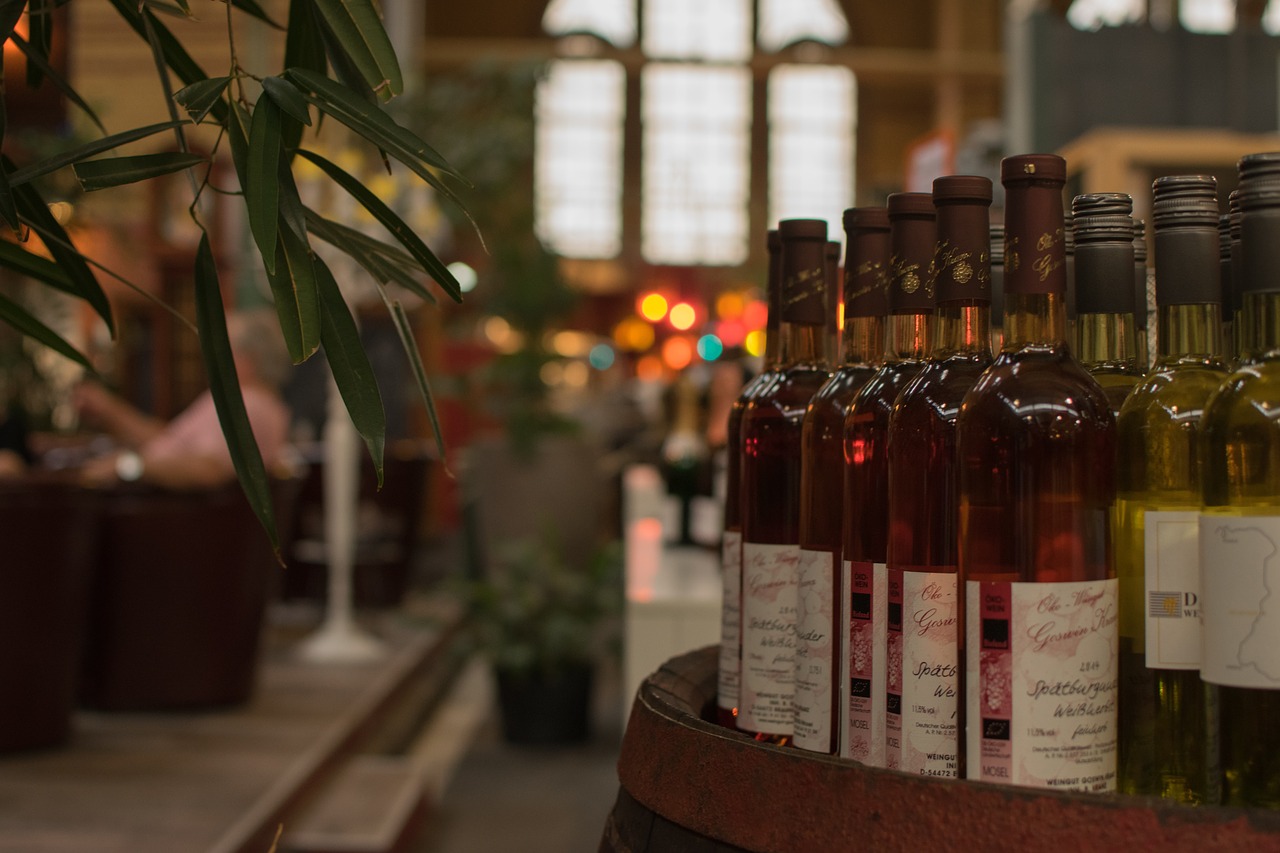 Image - wine bottles plant pink still life