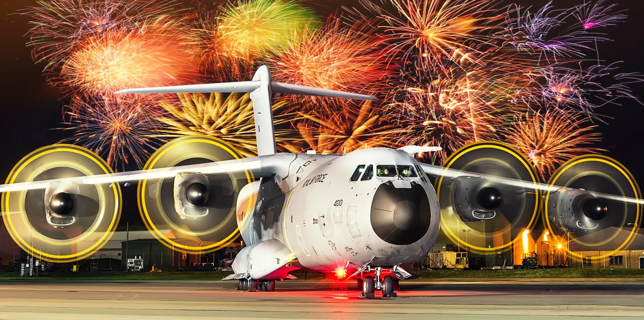 Image - night fireworks plane a400m