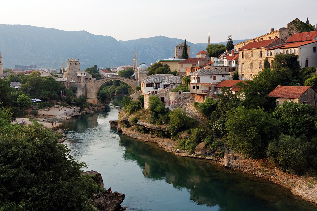 Image - bridge mostar river water creek