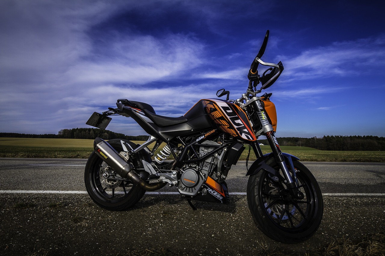 Image - motorcycle ktm duke sky orange
