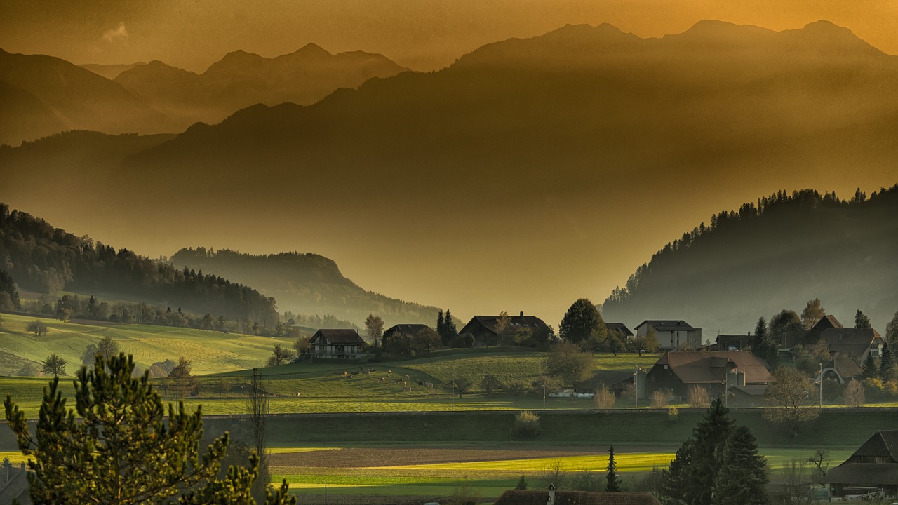 Image - landscape autumn twilight mountains